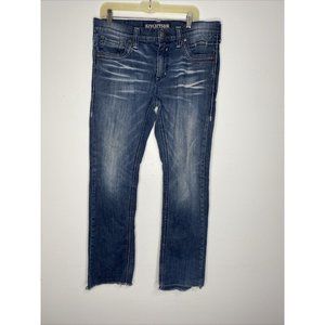 Vintage AFFLICTION JEANS GAGE Mens 34 x 30 Blue Straight Leg Y2K Distressed